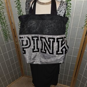 PINK Black & Heather Gray Graphic Tote